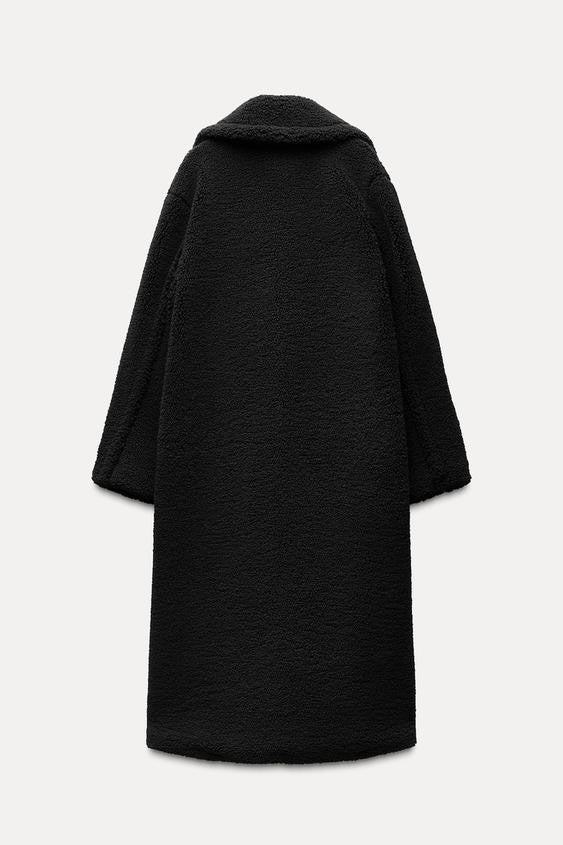 Langer Damen-Teddymantel mit Reverskragen, Knopfleiste und Eingrifftaschen, Ansicht 6