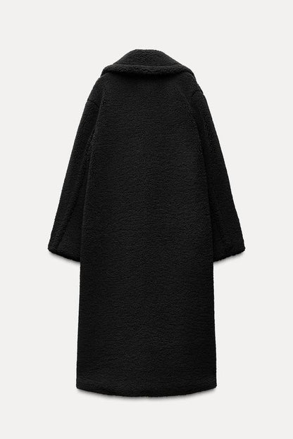 Langer Damen-Teddymantel mit Reverskragen, Knopfleiste und Eingrifftaschen, Ansicht 6
