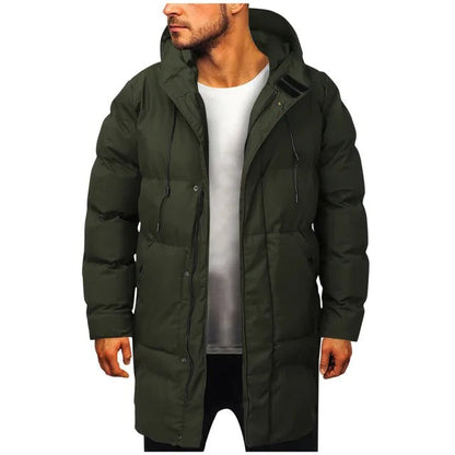 Langer gesteppter Herren-Parka mit verstellbarer Kapuze und warmem Futter für kalte Tage in Grün