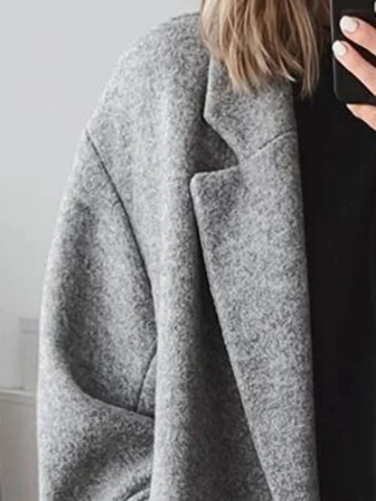 Langer zweireihiger Damen-Mantel aus Baumwollmischung mit Reverskragen für Herbst und Winter, Ansicht 5