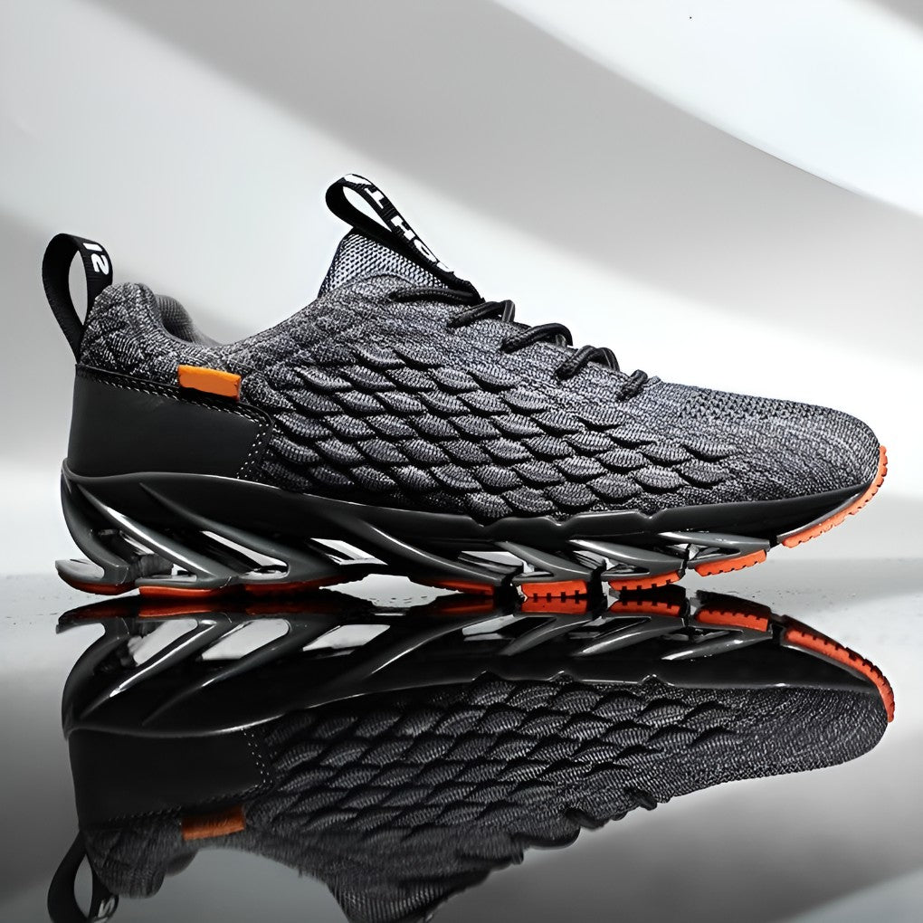 Laufschuhe für Herren aus Strick-Mesh mit gedämpfter Zwischensohle und griffiger Gummisohle in Grau