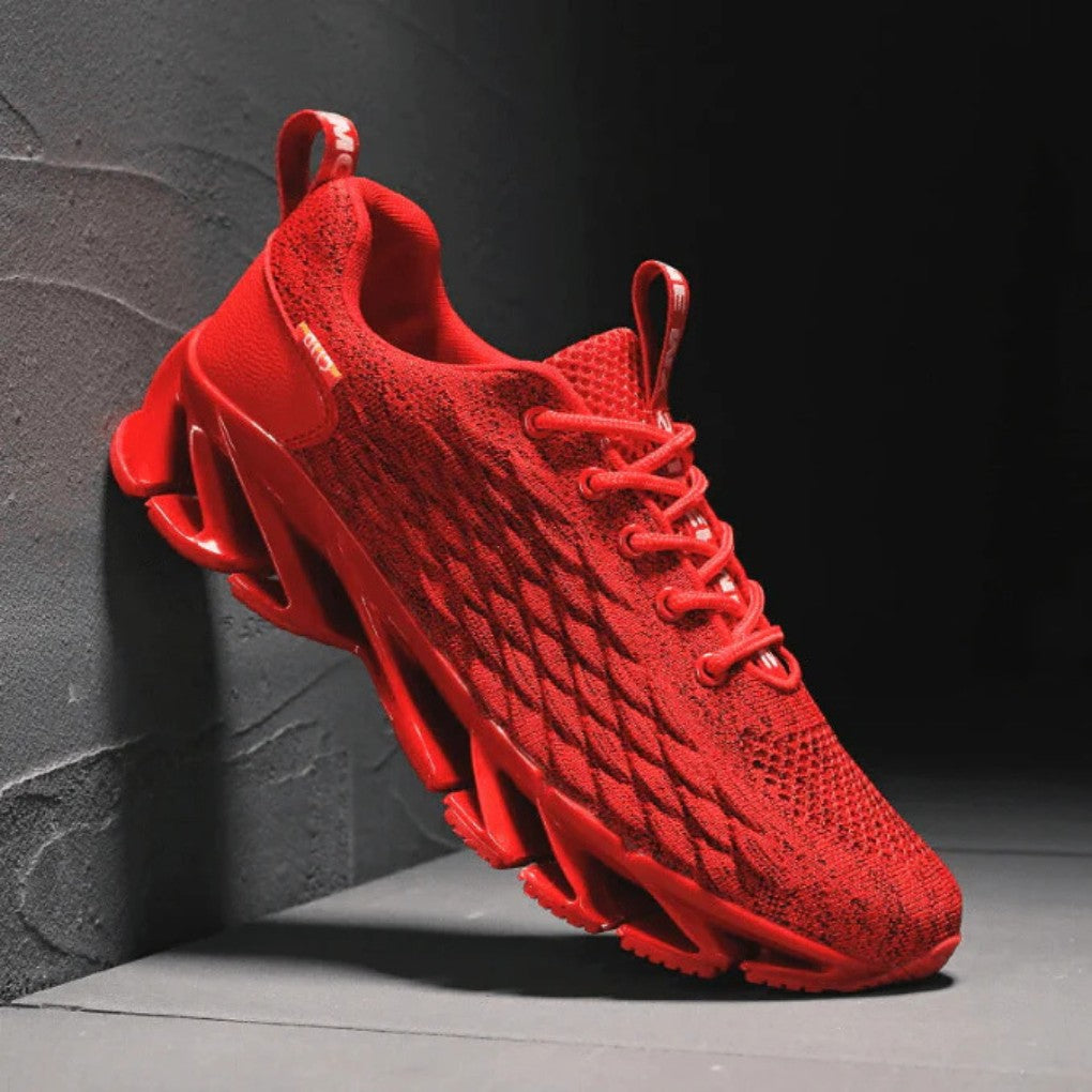 Laufschuhe für Herren aus Strick-Mesh mit gedämpfter Zwischensohle und griffiger Gummisohle in Rot
