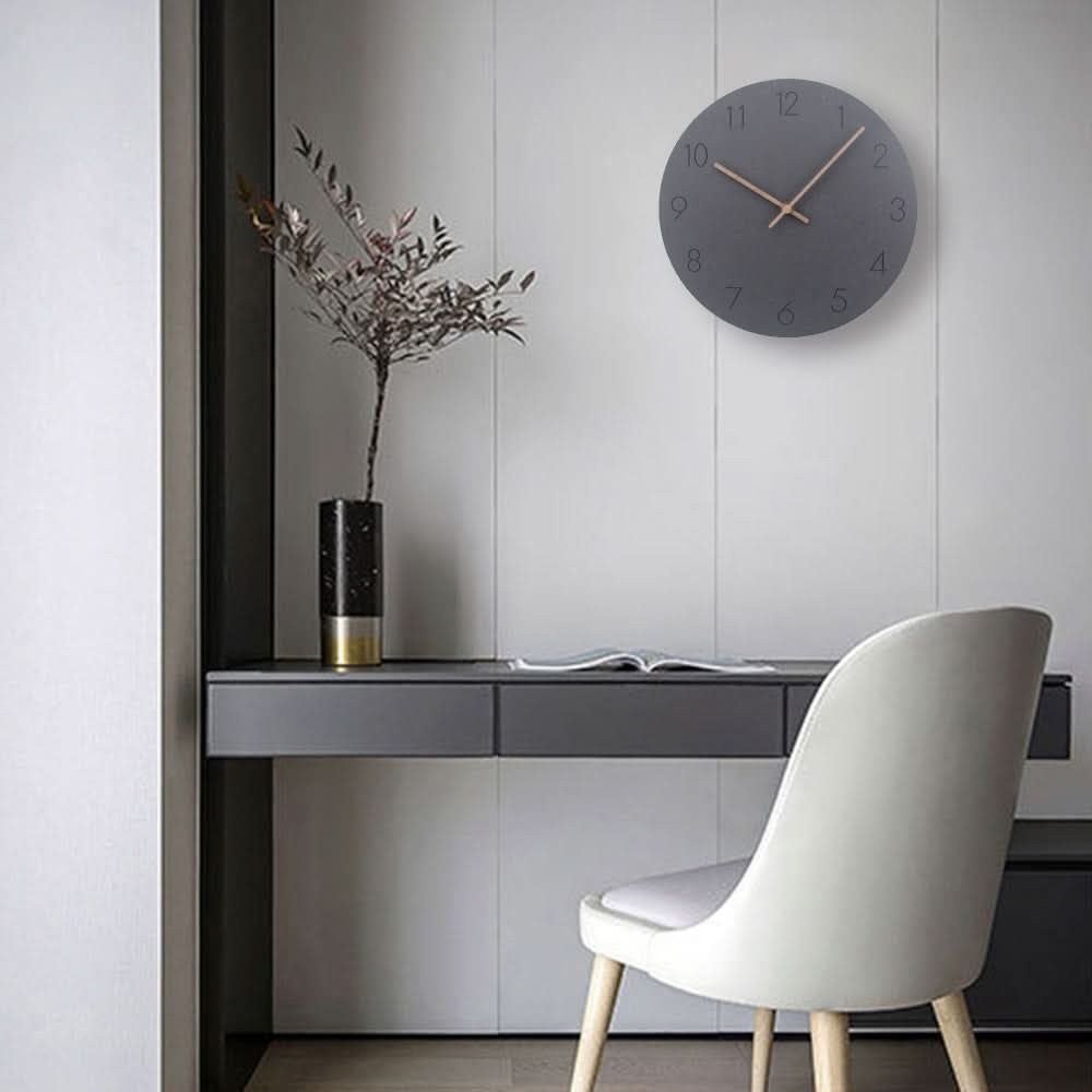 Lautlose Wanduhr aus MDF mit Zeigern aus Walnussholz im skandinavischen Design, Ansicht 8