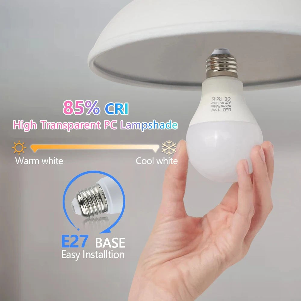 LED-Glühbirne mit E27-Sockel in Warmweiß 2700 bis 3000 K, blendfreies Licht für Wohn- und Schlafzimmer, Ansicht 3