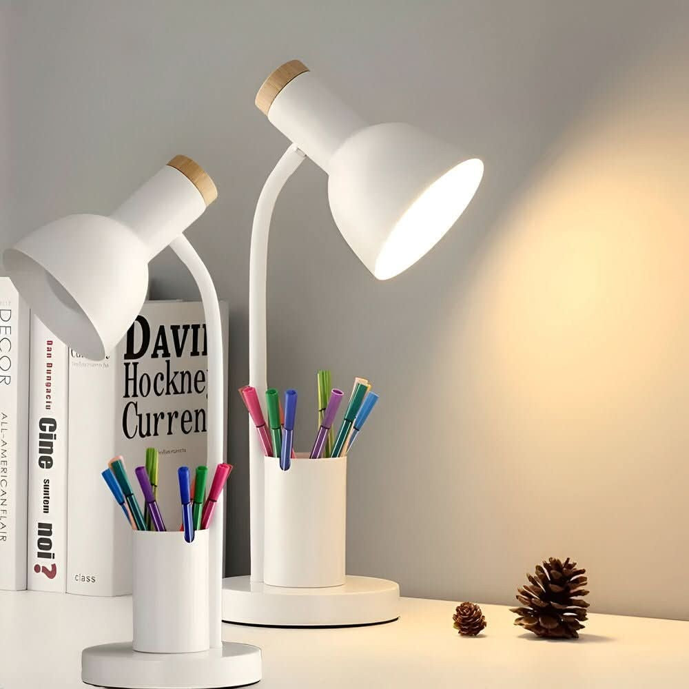 LED-Schreibtischlampe aus Metall mit integriertem Stifthalter und drei Lichtfarben für Büro und Homeoffice, Ansicht 6