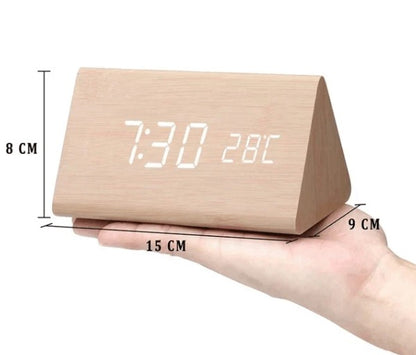 LED-Wecker aus Holz mit Geräuschsteuerung, dimmbarer Anzeige und USB-Anschluss, Ansicht 14