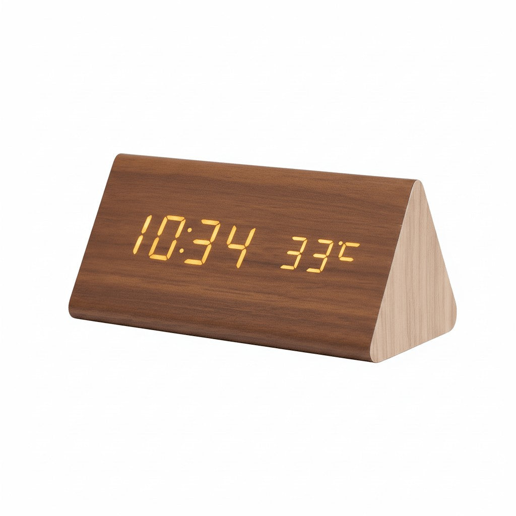 LED-Wecker aus Holz mit Geräuschsteuerung, dimmbarer Anzeige und USB-Anschluss, Ansicht 15