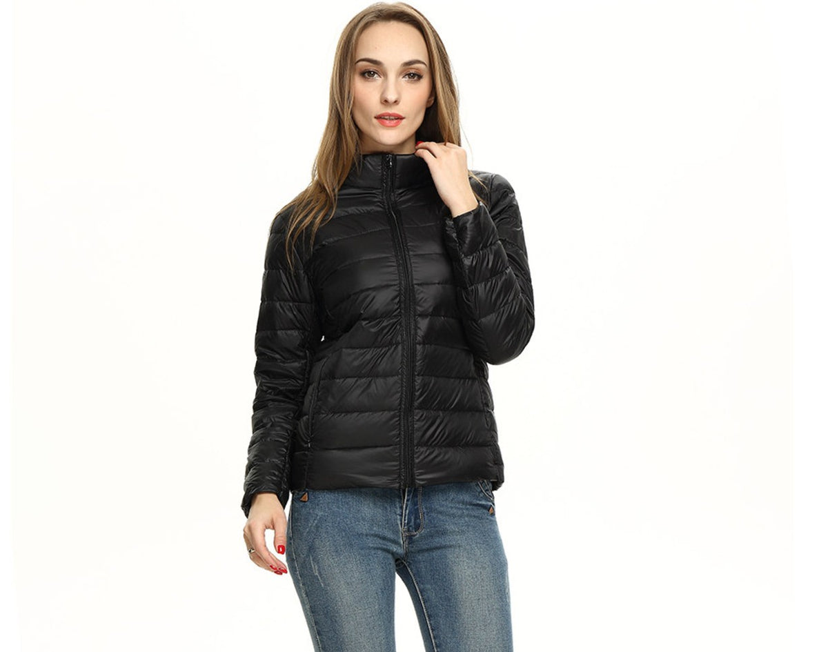 Leichte Damen-Daunenjacke mit Stehkragen, wasserabweisend und verstaubar, Ansicht 10