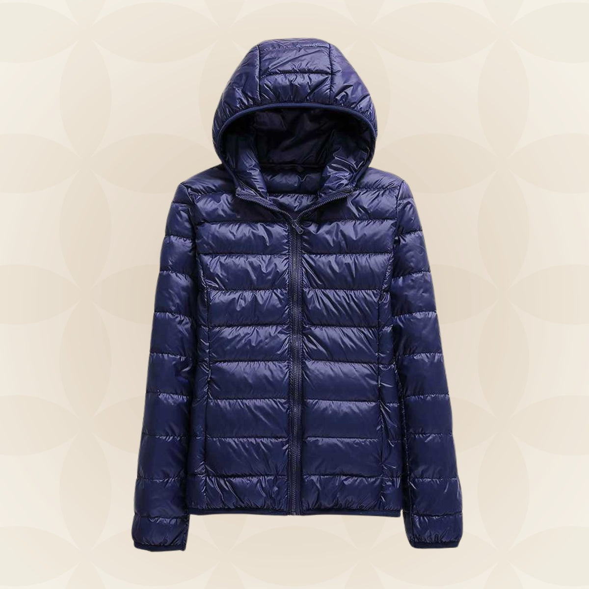 Leichte Damen-Steppjacke mit Kapuze und Reißverschluss für die Übergangszeit in Dunkelblau