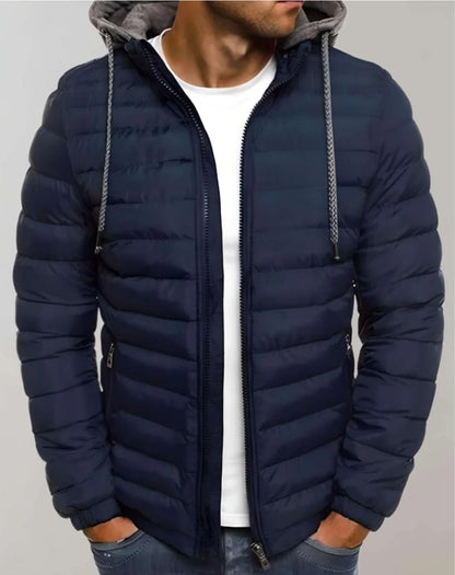 Leichte Herren-Steppjacke mit verstellbarer Kapuze und Reißverschluss für Frühling und Herbst, Ansicht 4