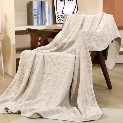 Leichte Musselin-Decke aus Baumwolle mit Knitterstruktur als Plaid für Sofa und Bett, Ansicht 8
