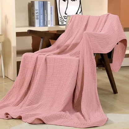 Leichte Musselin-Decke aus Baumwolle mit Knitterstruktur als Plaid für Sofa und Bett, Ansicht 9