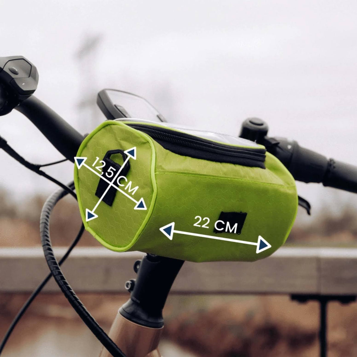 Lenkertasche für das Fahrrad mit Touchscreen-Handyfenster, Klettbefestigung und wasserabweisendem Stoff, Ansicht 6