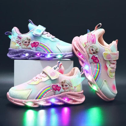 Leuchtende Kinder-Sneaker mit LED-Sohle, Klettverschluss und Regenbogen-Glitzer, Ansicht 5