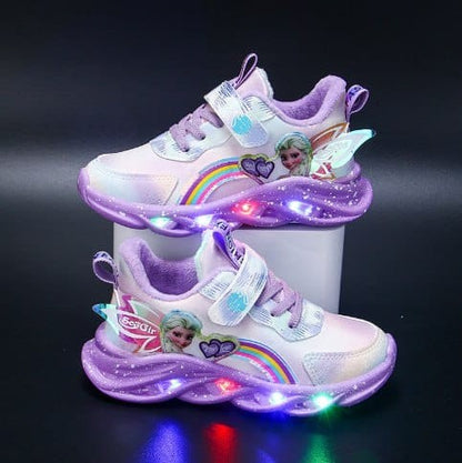 Leuchtende Kinder-Sneaker mit LED-Sohle, Klettverschluss und Regenbogen-Glitzer, Ansicht 8