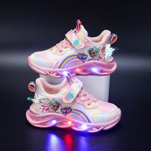 Leuchtende Kinder-Sneaker mit LED-Sohle, Klettverschluss und Regenbogen-Glitzer, Ansicht 9