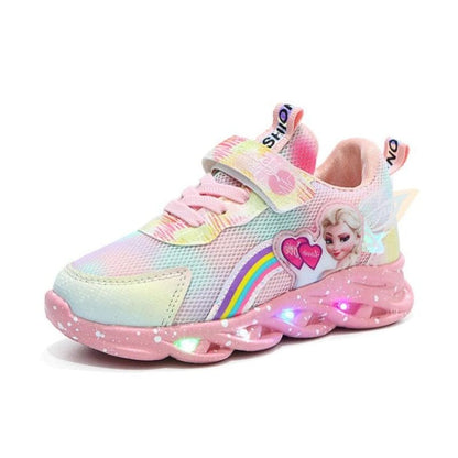 Leuchtende Kinder-Sneaker mit LED-Sohle, Klettverschluss und Regenbogen-Glitzer, Ansicht 10
