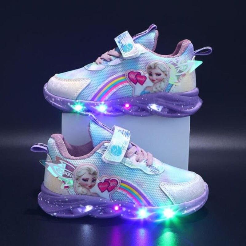 Leuchtende Kinder-Sneaker mit LED-Sohle, Klettverschluss und Regenbogen-Glitzer, Ansicht 11