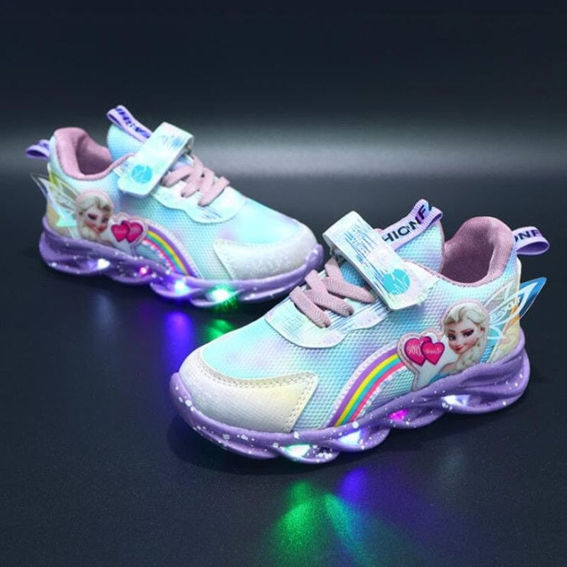 Leuchtende Kinder-Sneaker mit LED-Sohle, Klettverschluss und Regenbogen-Glitzer, Ansicht 12