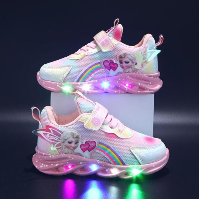 Leuchtende Kinder-Sneaker mit LED-Sohle, Klettverschluss und Regenbogen-Glitzer, Ansicht 13