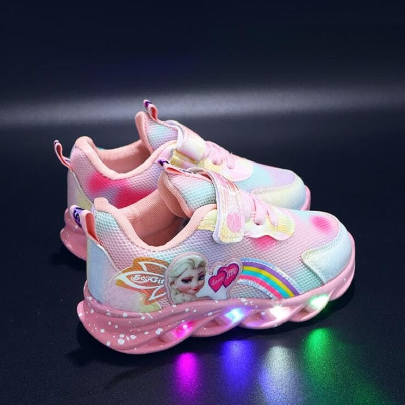 Leuchtende Kinder-Sneaker mit LED-Sohle, Klettverschluss und Regenbogen-Glitzer, Ansicht 14