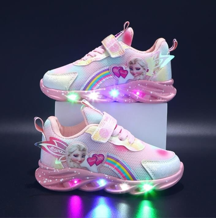 Leuchtende Kinder-Sneaker mit LED-Sohle, Klettverschluss und Regenbogen-Glitzer, Ansicht 15