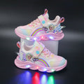 Leuchtende Kinder-Sneaker mit LED-Sohle, Klettverschluss und Regenbogen-Glitzer