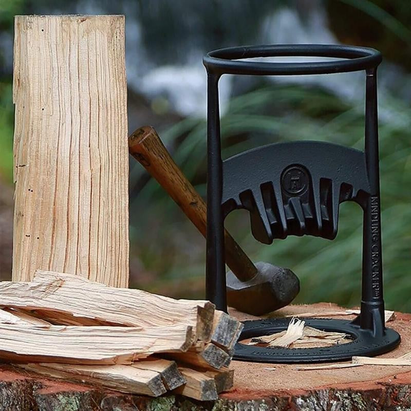 Manueller Holzspalter aus Stahl mit fester Spaltklinge und Standring für Brennholz und Anzündholz, Ansicht 6