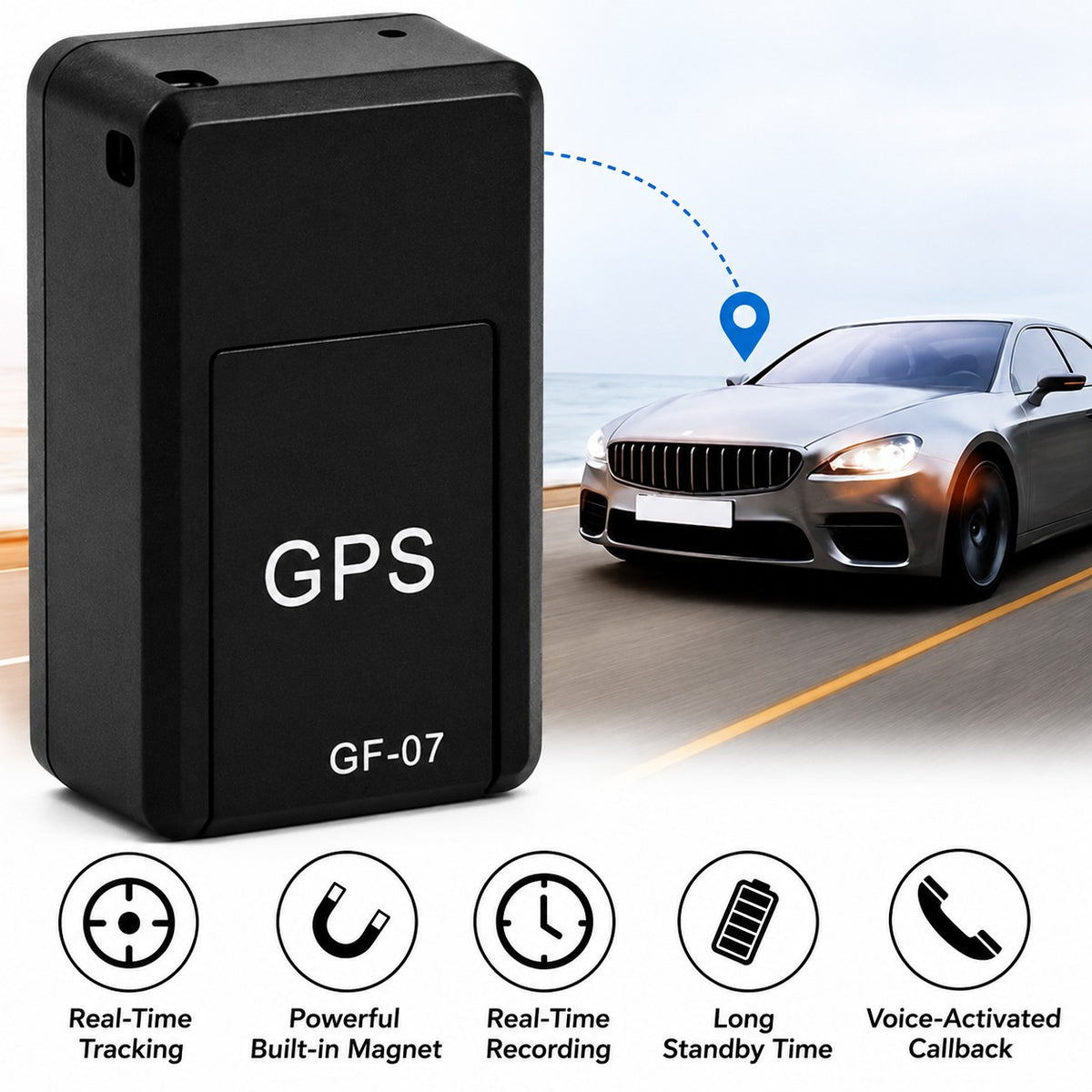 Mini GPS-Tracker mit Magnet, wiederaufladbarem Akku und Ortung per App für Auto und Gepäck, Ansicht 4