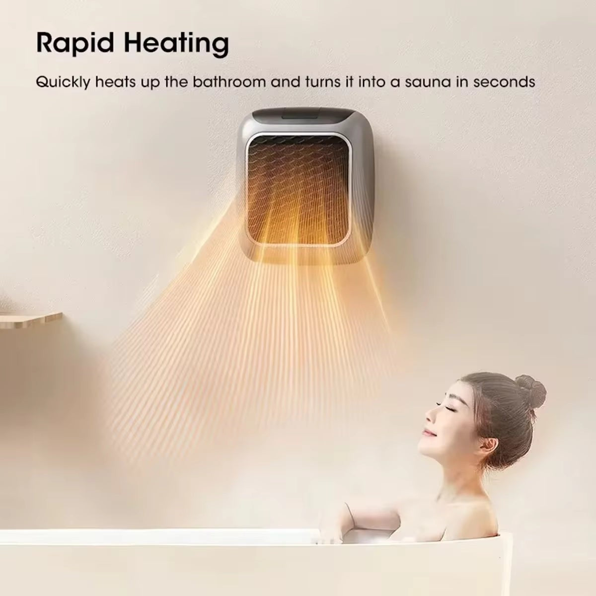 Mini-Heizlüfter für die Steckdose mit Keramikheizung, Thermostat, Timer und Fernbedienung, Ansicht 3