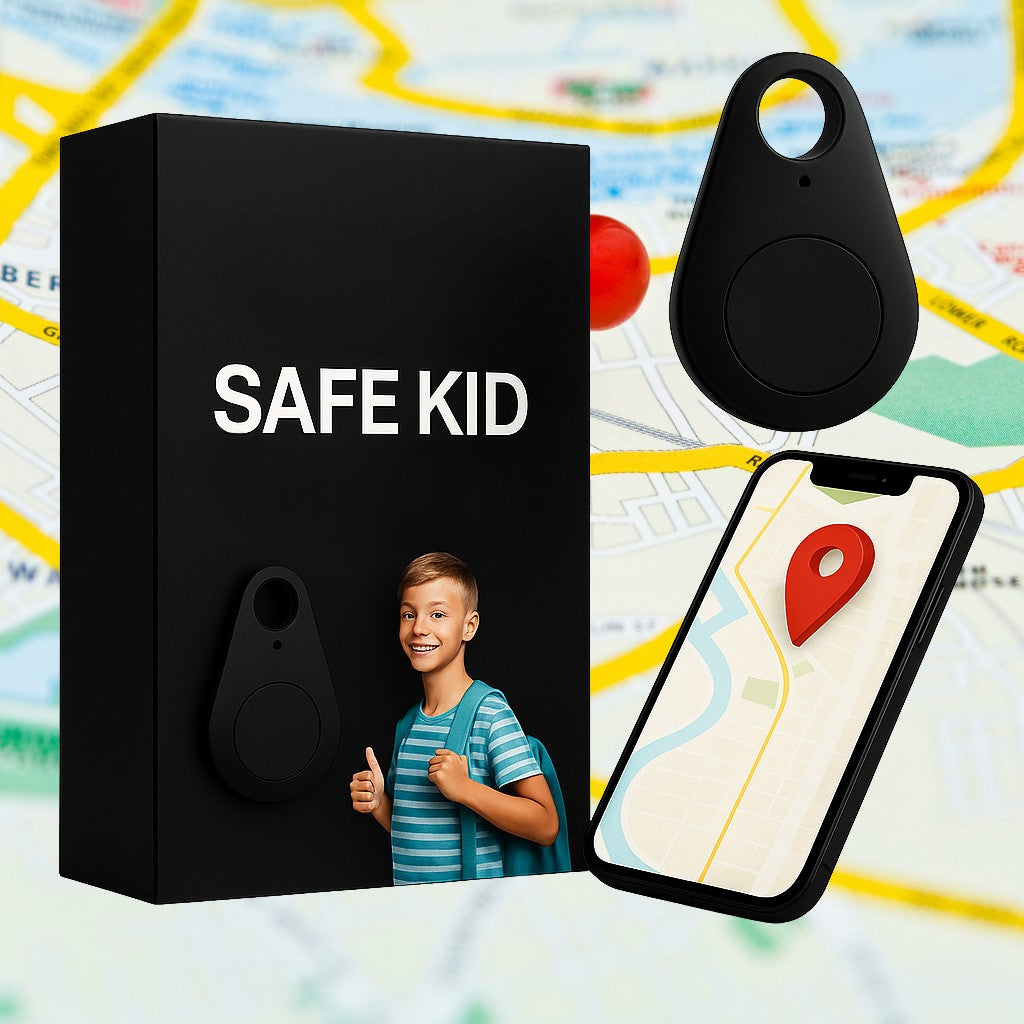 Mini-Tracker für Kinder mit App-Ortung, Alarmtaste und IP67, 17 g leicht in Schwarz