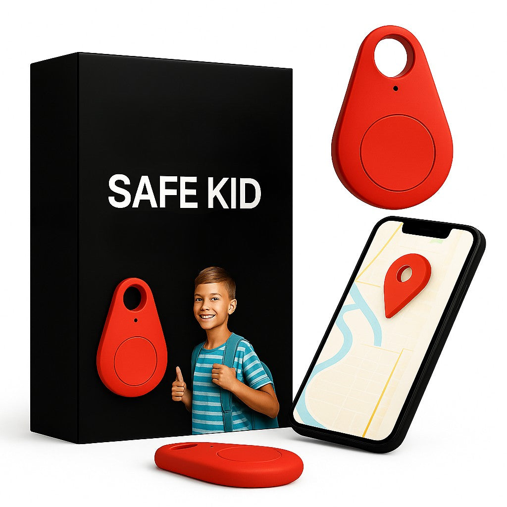 Mini-Tracker für Kinder mit App-Ortung, Alarmtaste und IP67, 17 g leicht in Rot