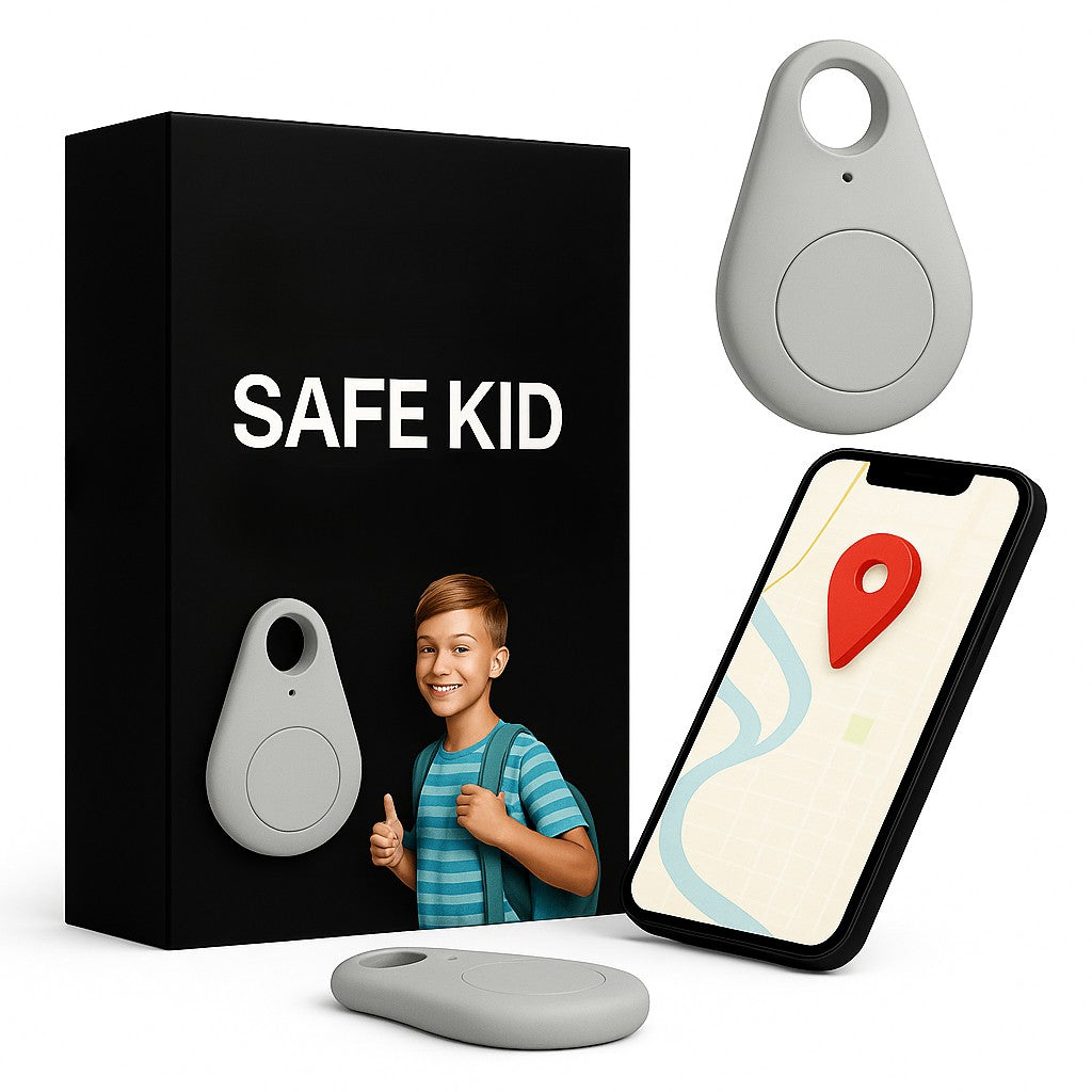 Mini-Tracker für Kinder mit App-Ortung, Alarmtaste und IP67, 17 g leicht in Silber