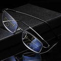 Multifokale Lesebrille mit leichtem Metallrahmen, Blaulichtfilter und Antireflex-Beschichtung