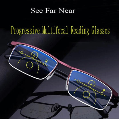 Multifokale Lesebrille mit leichtem Metallrahmen, Blaulichtfilter und Antireflex-Beschichtung, Ansicht 3