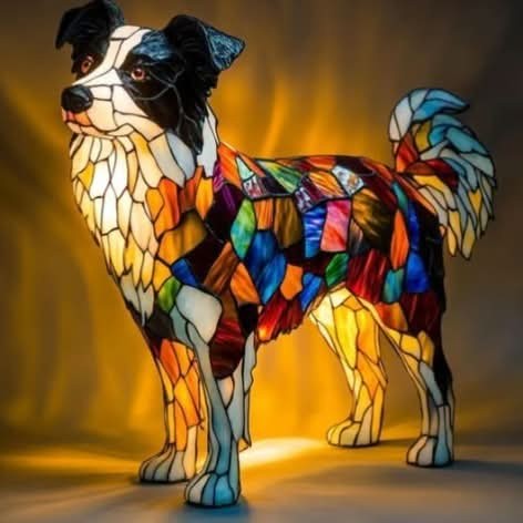Nachtlicht in Tierform aus Kunstharz in Buntglas-Optik mit USB-Kabel und Schalter, Ansicht 3