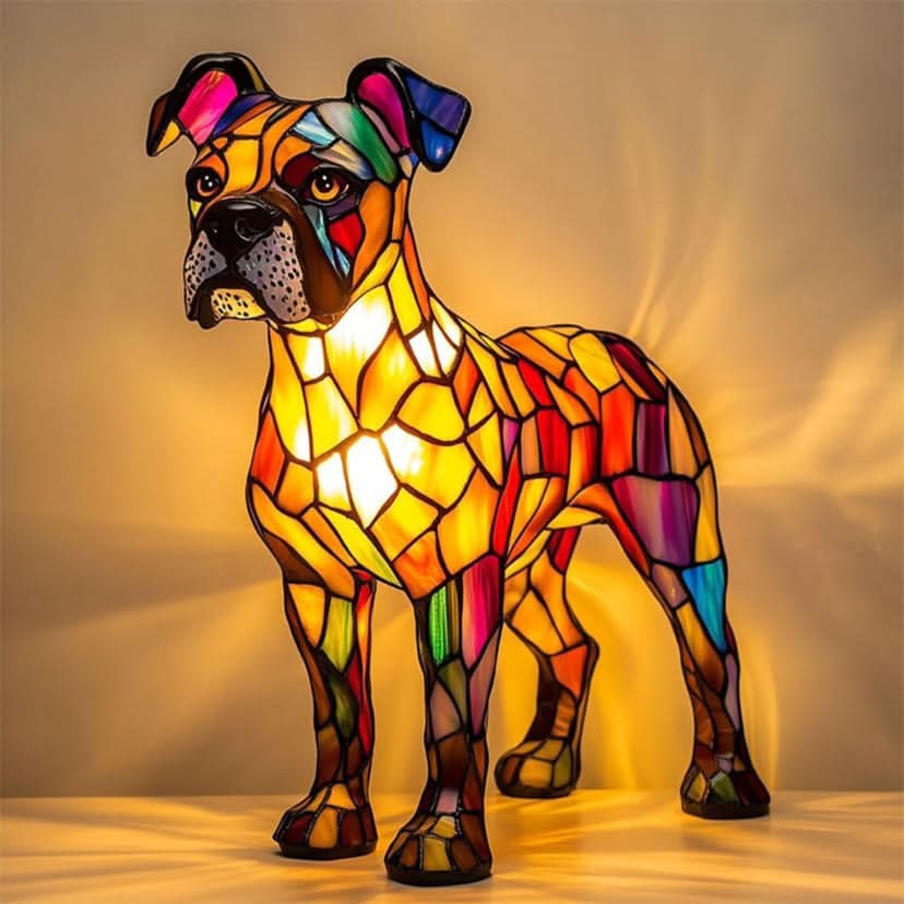 Nachtlicht in Tierform aus Kunstharz in Buntglas-Optik mit USB-Kabel und Schalter, Ansicht 4