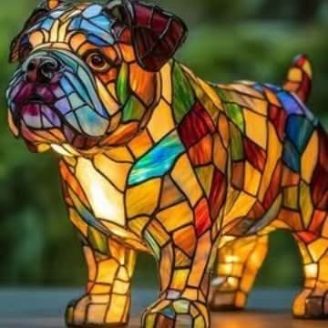 Nachtlicht in Tierform aus Kunstharz in Buntglas-Optik mit USB-Kabel und Schalter, Ansicht 6