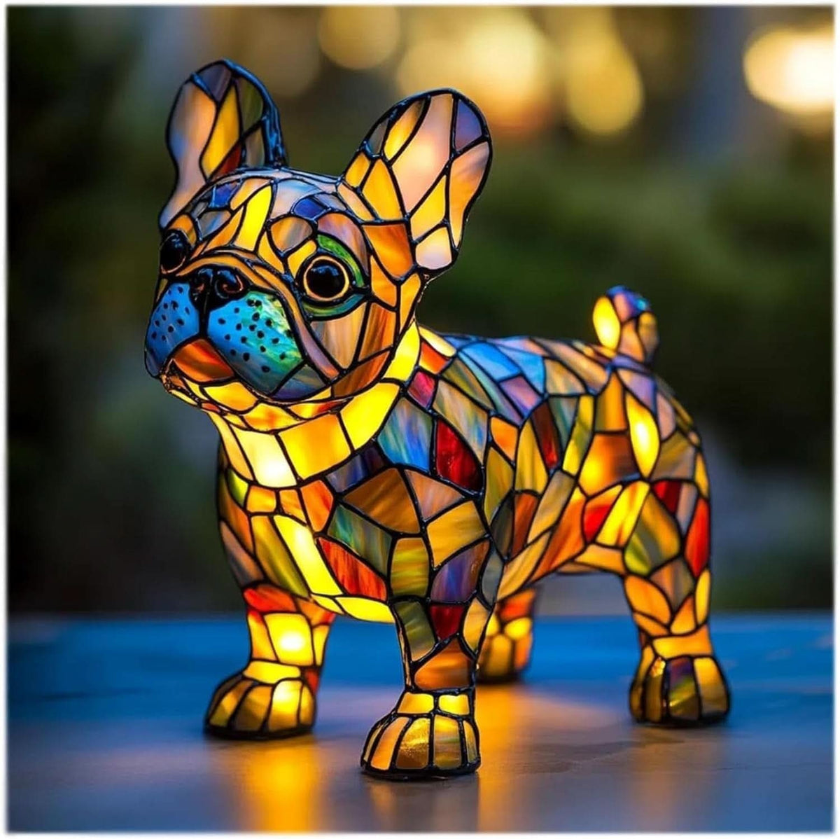 Nachtlicht in Tierform aus Kunstharz in Buntglas-Optik mit USB-Kabel und Schalter, Ansicht 7