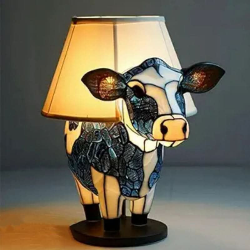 Nachtlicht in Tierform aus Kunstharz in Buntglas-Optik mit USB-Kabel und Schalter, Ansicht 12