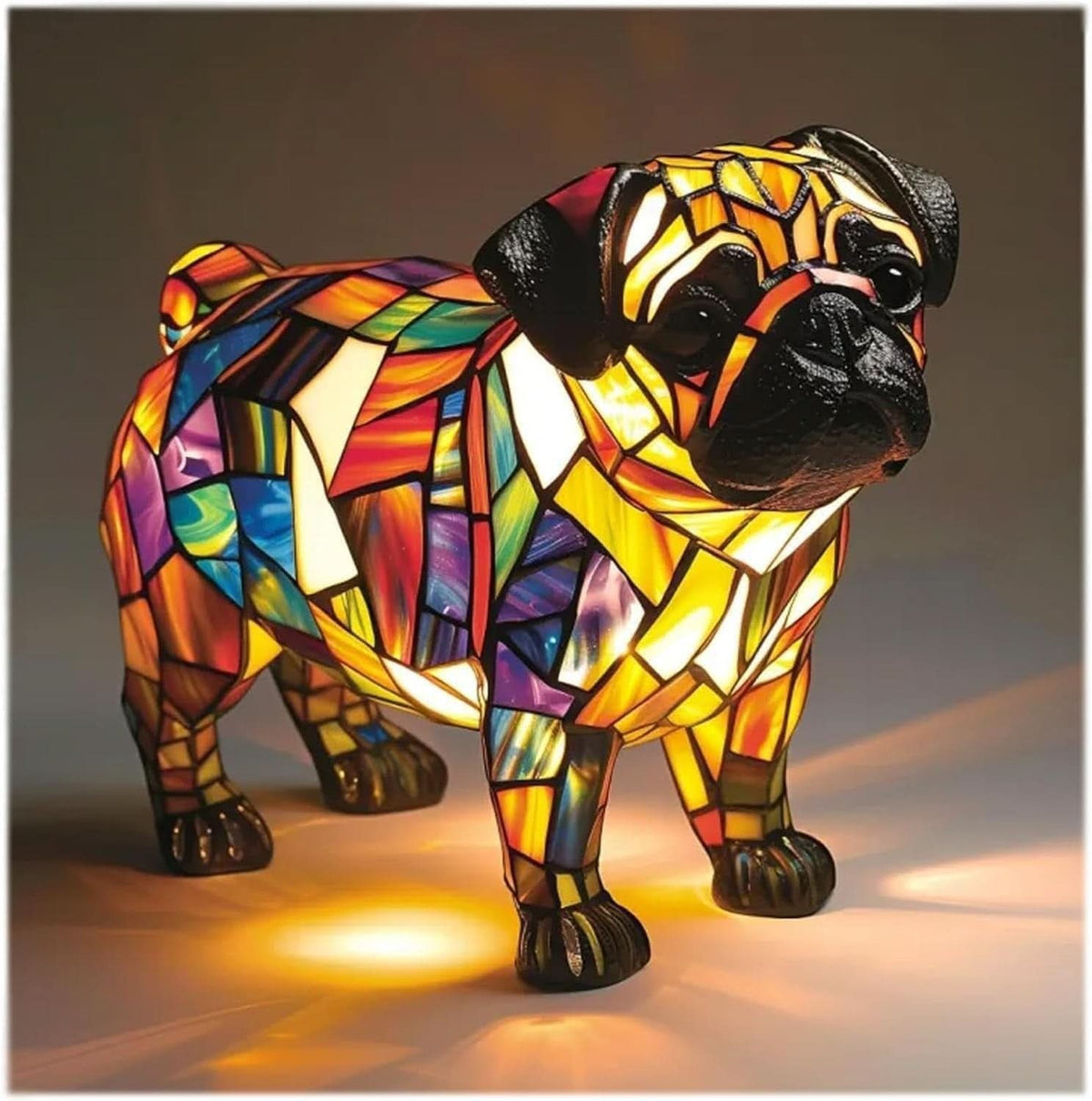 Nachtlicht in Tierform aus Kunstharz in Buntglas-Optik mit USB-Kabel und Schalter, Ansicht 19