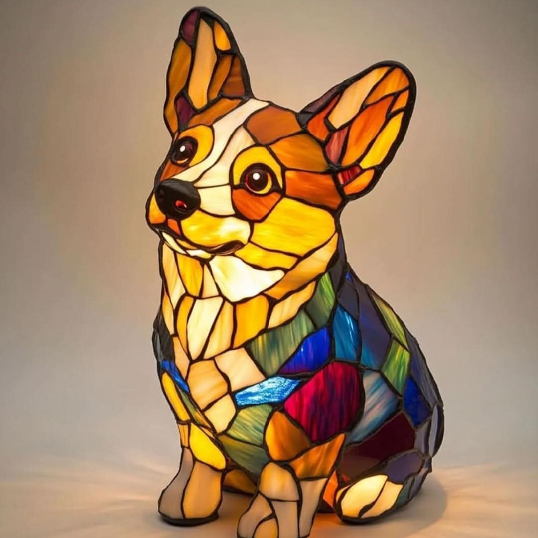 Nachtlicht in Tierform aus Kunstharz in Buntglas-Optik mit USB-Kabel und Schalter, Ansicht 23