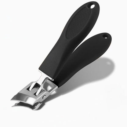 Nagelknipser aus Edelstahl mit extra weiter Öffnung und rutschfestem Griff für dicke Nägel in Schwarz