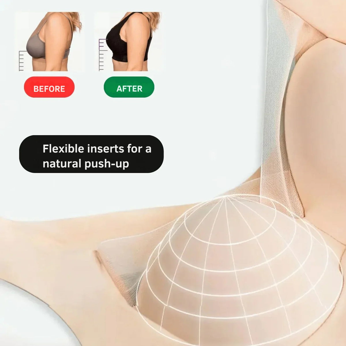 Nahtloser BH ohne Bügel mit flexiblen Einlagen und breiten Trägern, Ansicht 6