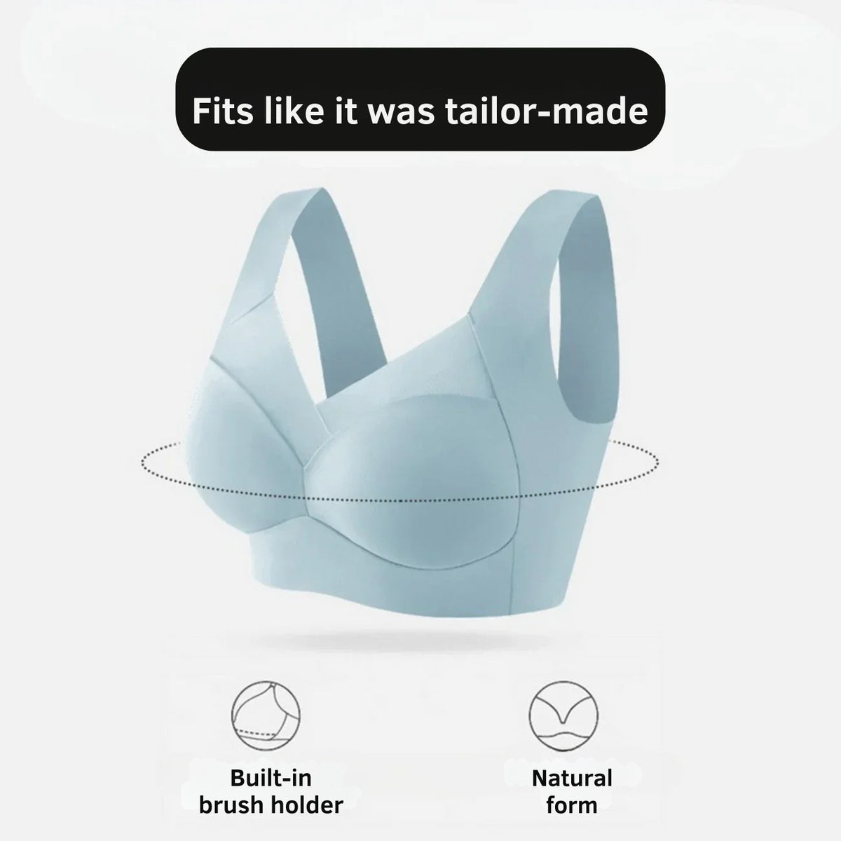 Nahtloser BH ohne Bügel mit flexiblen Einlagen und breiten Trägern, Ansicht 9