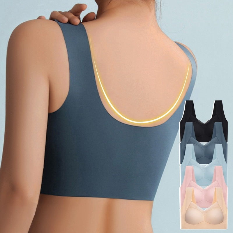 Nahtloser BH ohne Bügel mit flexiblen Einlagen und breiten Trägern, Ansicht 10