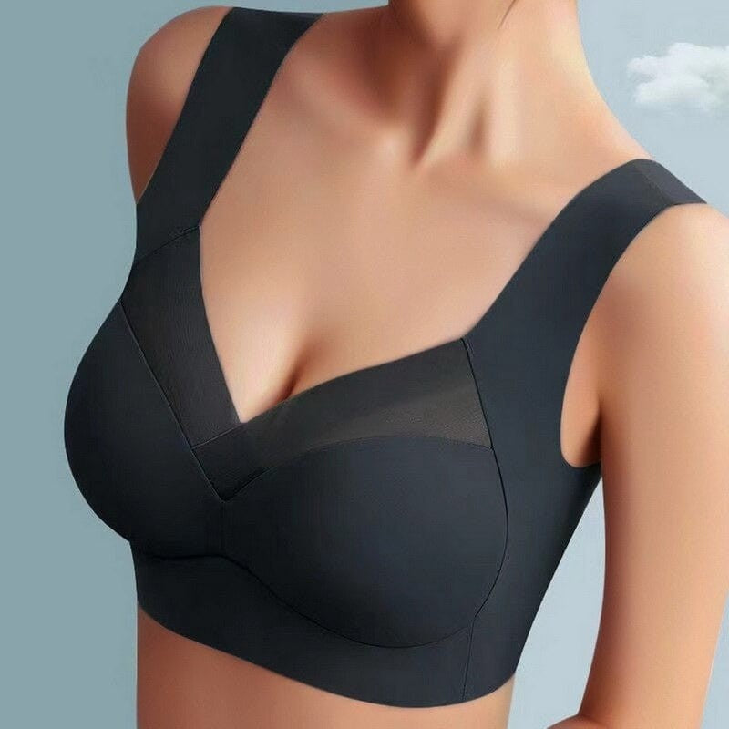 Nahtloser BH ohne Bügel mit flexiblen Einlagen und breiten Trägern in Schwarz