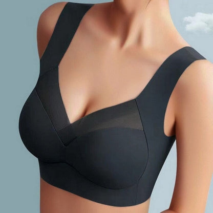 Nahtloser BH ohne Bügel mit flexiblen Einlagen und breiten Trägern in Schwarz