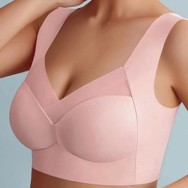 Nahtloser BH ohne Bügel mit flexiblen Einlagen und breiten Trägern in Rosa