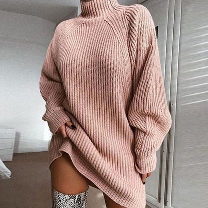 Oversized Damen-Longpullover mit Rollkragen und Rippstrick für den Winter, Ansicht 9